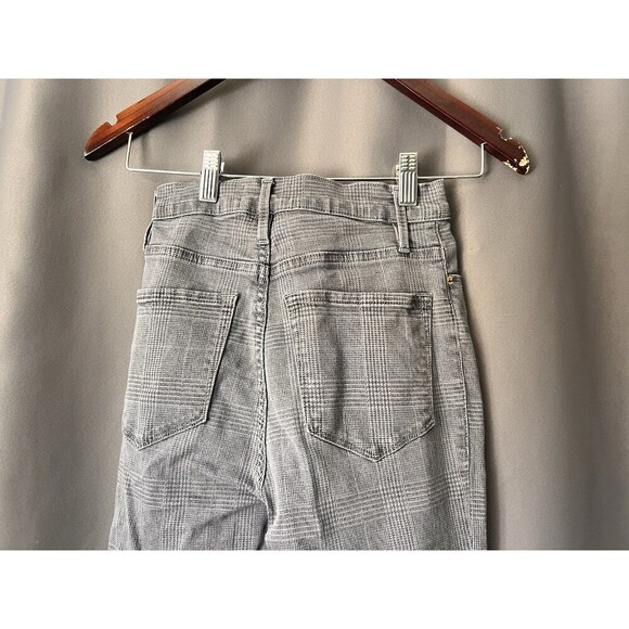 Frame Le Crop Mini Boot Pants Window Pane Plaid Womens Sz 24 Gray Bootcut Crop - Picture 5 of 8